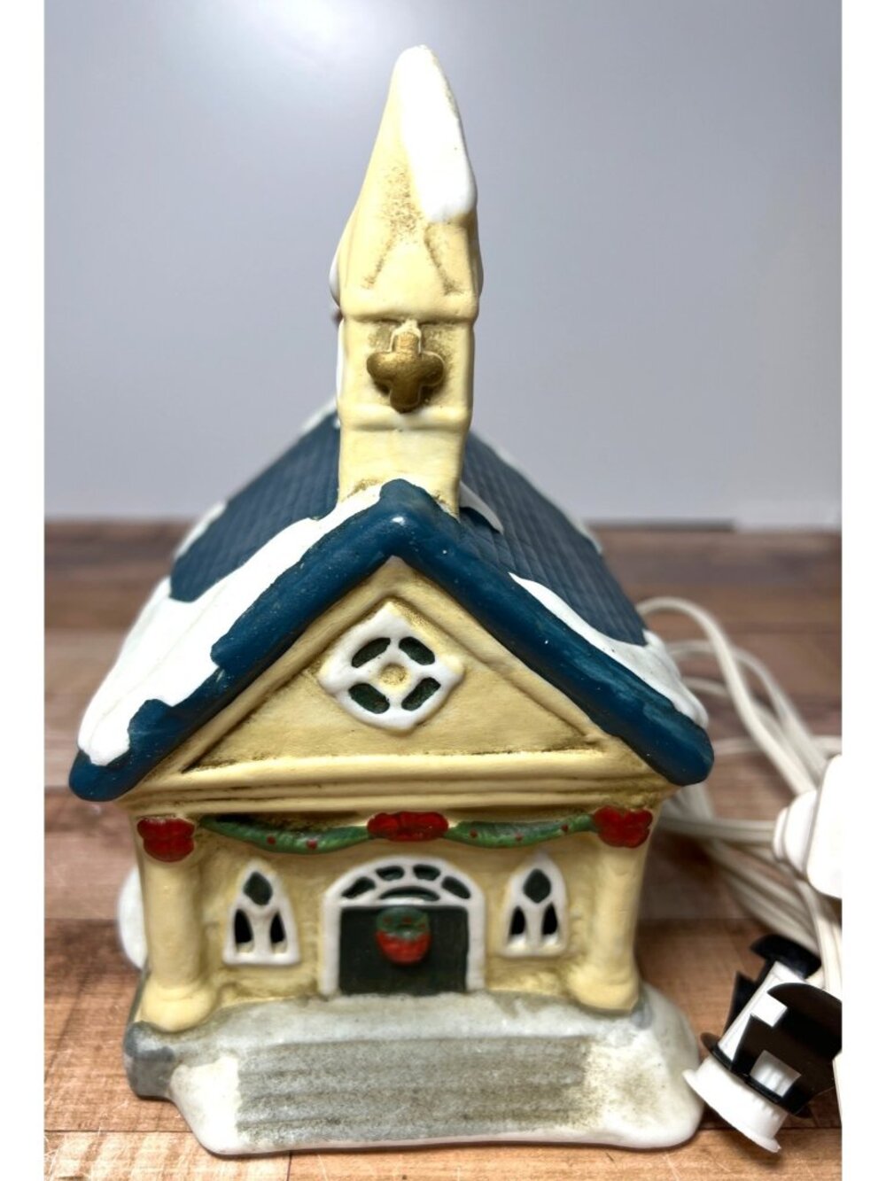 Christmas Porcelain Lighted Village Church House Decor With Box